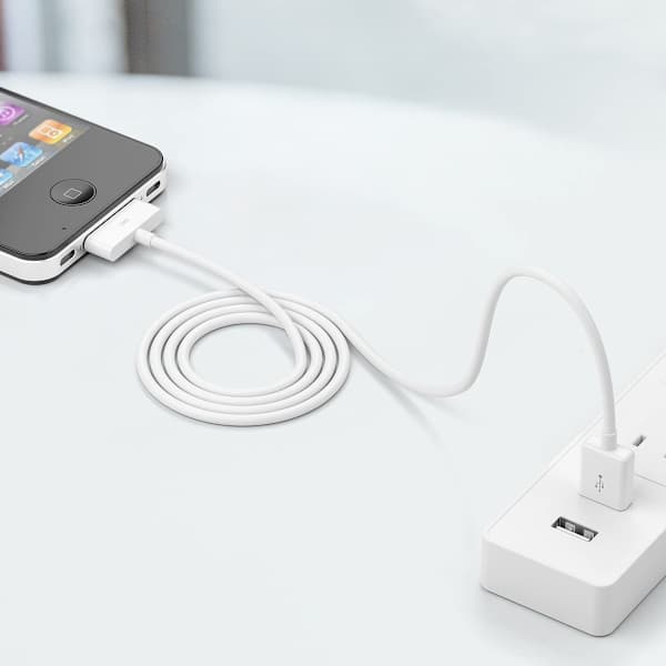 2X Ladekabel for Eldre iPhones og iPads 30-pin USB-kabel Hvit