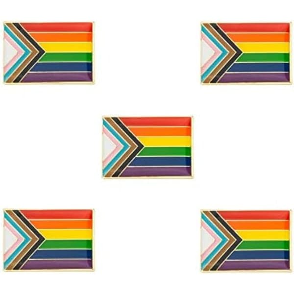 5 kpl Progress Pride -rintamerkkineuloja, lippumerkki (Progress Pride)
