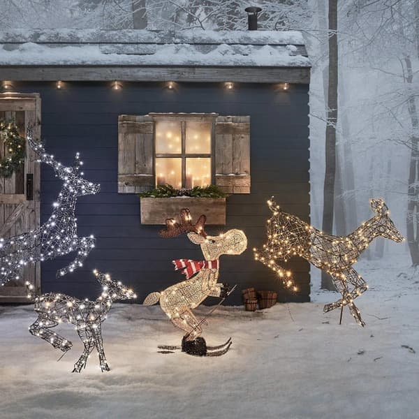 Julfigur LED Skidåkande Älg Trädgårdsdekoration Utomhus Prydnad 30cm