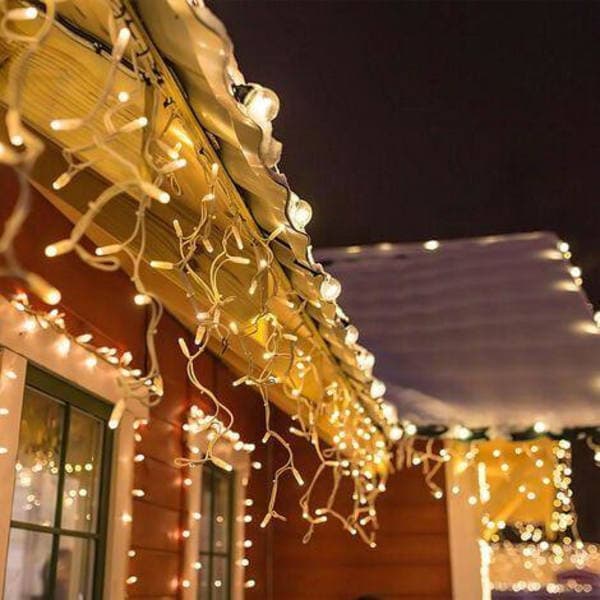 20m 600 LED Istapp-lys for Julehage, Gardinlys, Varm Hvit-FA-