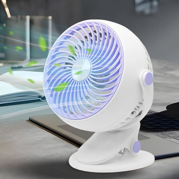 Bærbar ventilator - TANDE - Clip-on model - Lilla - 19,5 x 17 cm - Justerbar