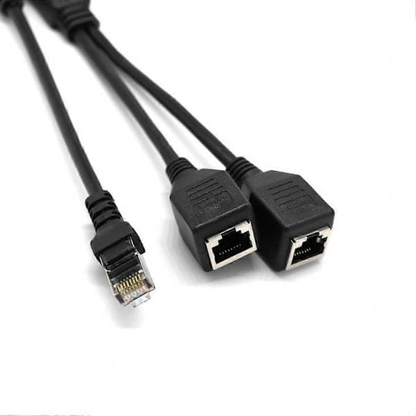 RJ45 Splitter Ethernet Adapterkabel 2-i-1 Han til 2 Hun