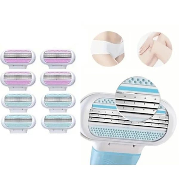 8-pak barberblade til kvinder - Kompatibel med Gillette Venus Blå