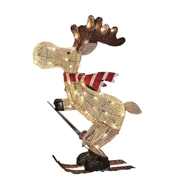 Julfigur LED Skidåkande Älg Trädgårdsdekoration Utomhus Prydnad 30cm