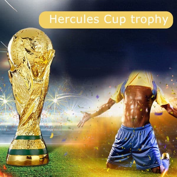 Stor guld VM-fotbollstroféreplika Qatar 2022, 21 cm 21cm