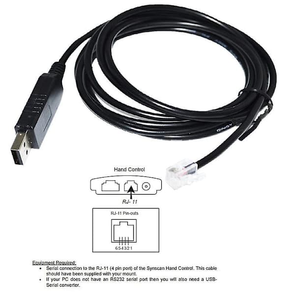 USB til RJ11 RJ12 6P4C adapter seriell kontrollkabel EQMOD-kabel for -montering PC for håndkontrollkabel
