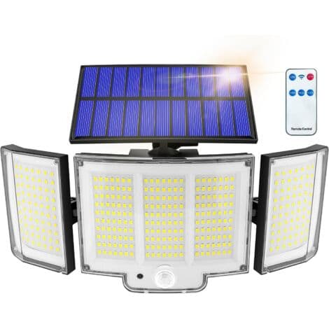 1 stk Utendørs Solcellelampe 1500lm IP65 Sensor 270° 3 Moduser Kraftig Utendørs Solcellelys Kraftig Utendørs Solcellebelysning