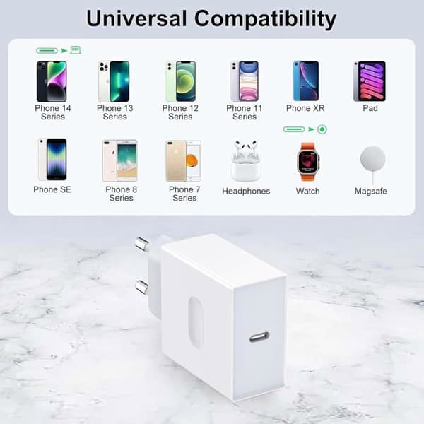 USB-C Oplader, 25W Hurtigopladning til iPhone 16 15 14 13 12 11 8 Plus Pro Max X XS XR SE Mini iPad