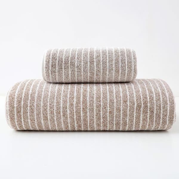 8-delat badhandduksset - Mjuka bomullshanddukar för hem, hotell och spa Brown stripes