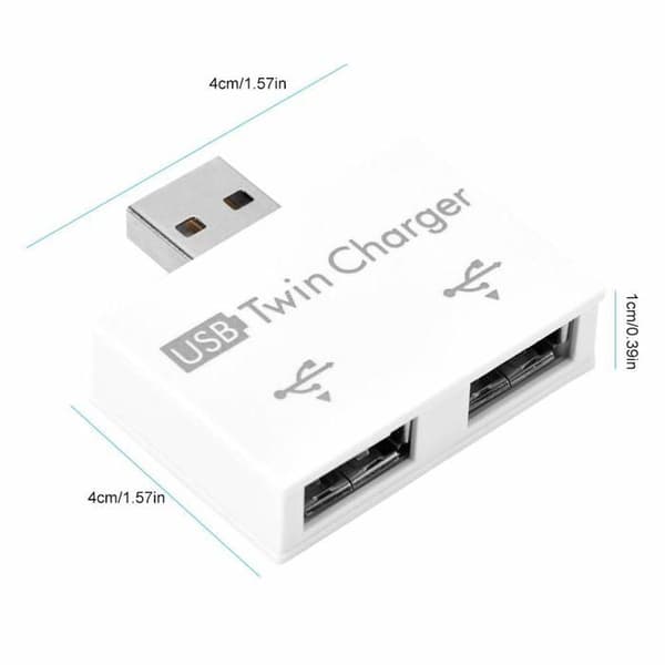 Mini USB-hub, 2-ports dobbelt USB-oplader splitteradapter-sæt, aluminiumslegering + lille/bærbar pc