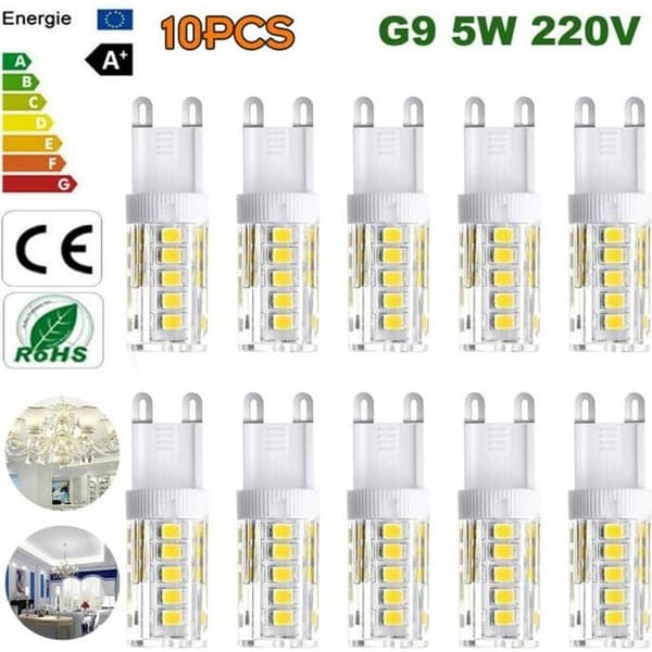 10-pack G9 LED-lampor - Kallvit 6000K 400LM - 5W - Energibesparande