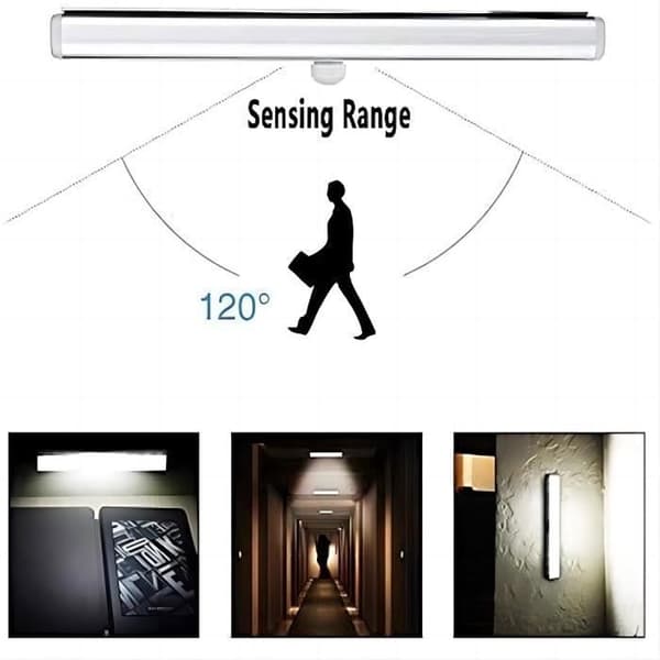 Sett med 3 LED-lamper - Noname - USB oppladbar - Magnetisk - Bevegelsessensor - Hvit