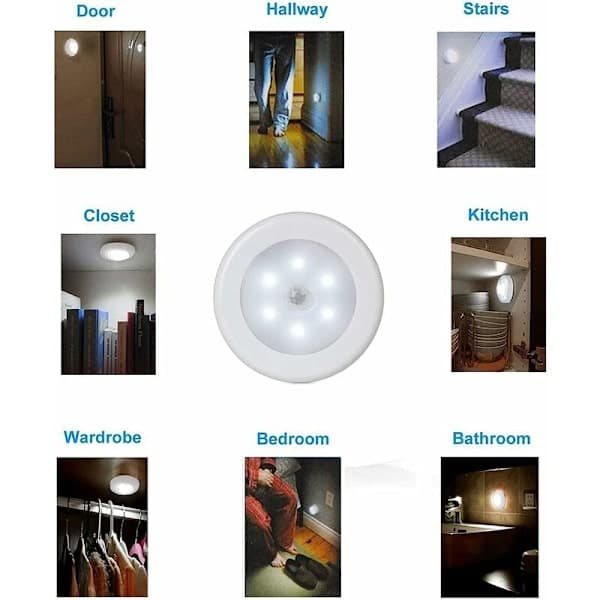Sæt med 3 LED selvklæbende lamper, belysning (batteridrevet)