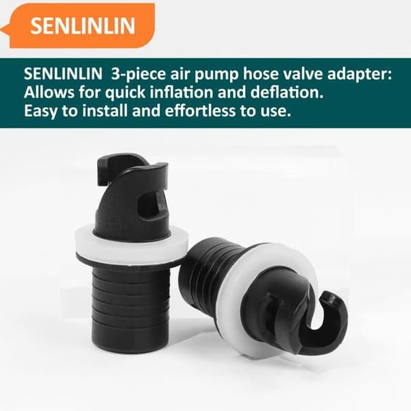 Sæt med 3 ventiladaptere, luftpumpe dyser til oppustelige både, SUP'er og kajakker, kraftig universaladapter og