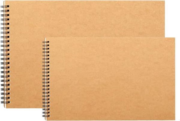 2-pack A5/A4 skissböcker, inbunden, spiralbunden, 160g
