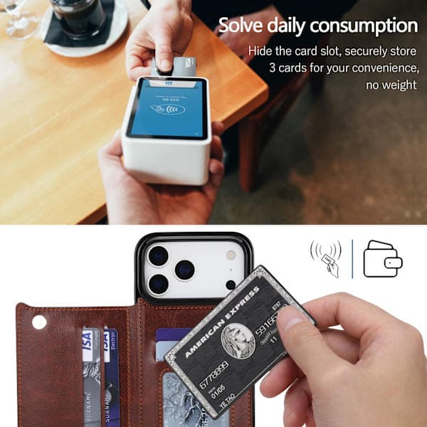 Forretningsskinnveske med flippfunksjon for iPhone 17/iPhone 17 Pro/iPhone 17 Promax iPhone 17 iPhone 17