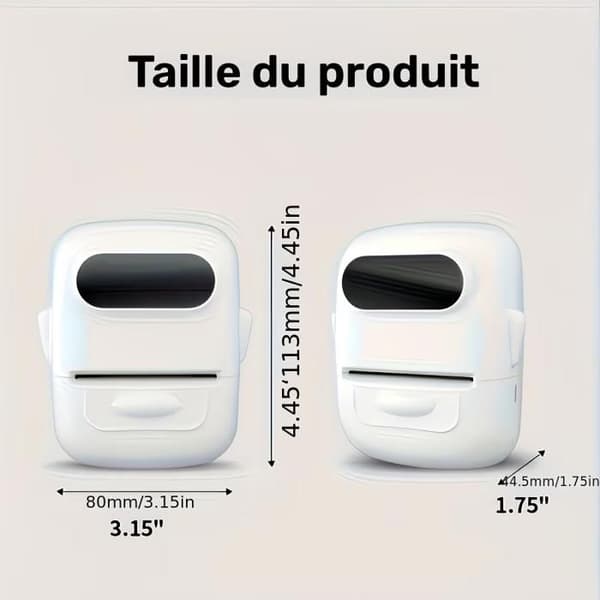 P50 Bærbar Termisk Printer. Ideel til hjemmet, tøj, butikker. Kompatibel med Android/iOS. (Hvid) White