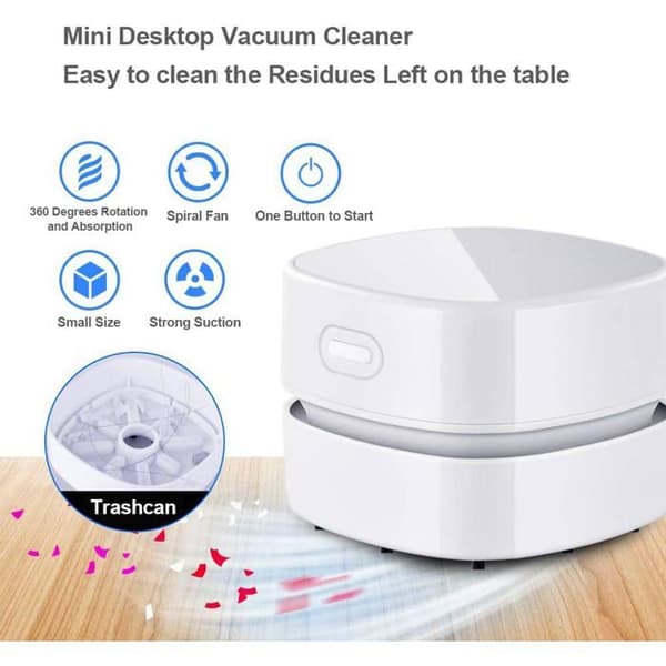 Mini trådløs håndholdt støvsuger, USB genopladelig, 90 minutters drift, 360° roterende, til fjernelse af