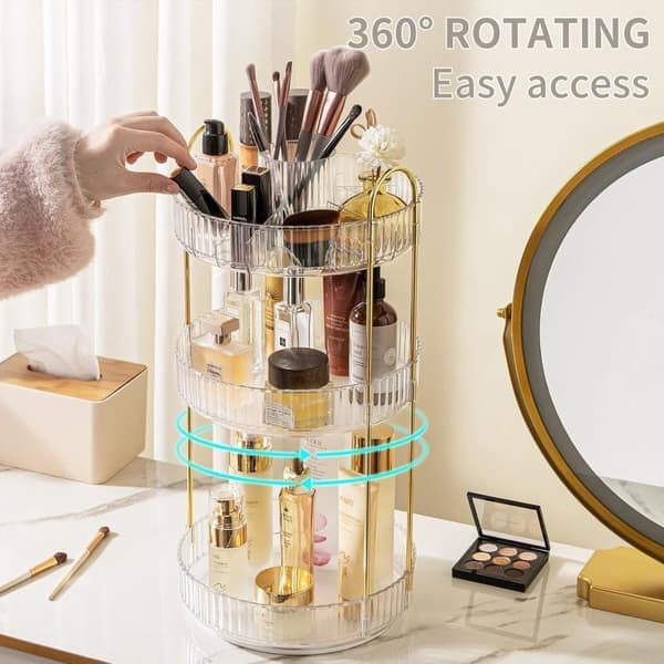 Makeup Organizer - 2 eller 3 skuffer Makeup Opbevaring 360° Roterende Makeup Stand Organizer Makeup Værktøj Hvid white