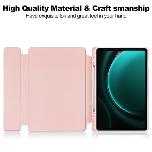 Etui til Samsung Galaxy Tab S9 FE Plus med Bluetooth-tastatur og roterende nettbrettstativ (qb) Rosa Pink