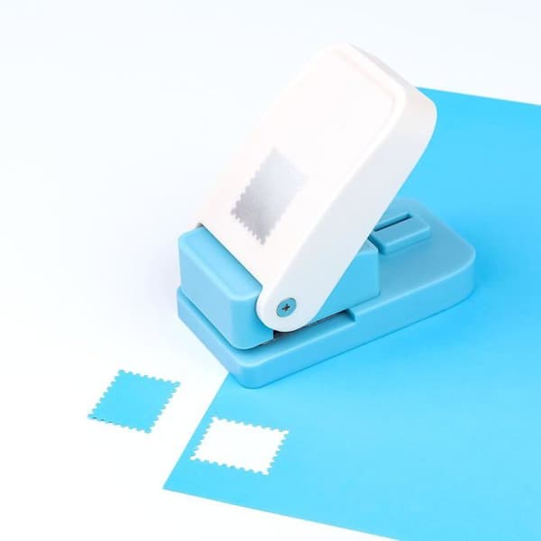 Rektangulär stämpelformad pappersstans 2,5 x 2 cm, bärbar, spakdriven, med vågig kant, handgjord DIY