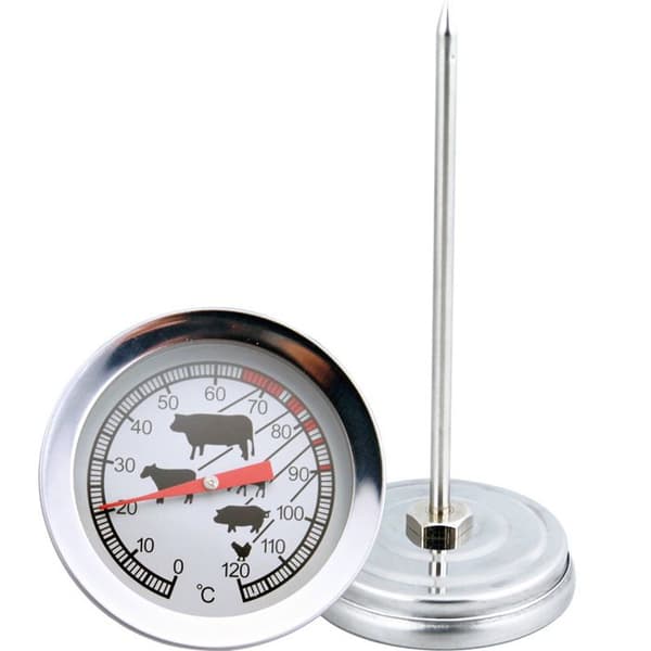 Kjøtttermometer, med symboler for enkel avlesning, rustfritt stål, sølv (1 stk)