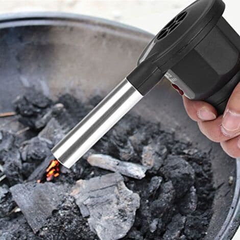 Bærbar elektrisk ventilator, batteridrevet, til grill og kulgrill
