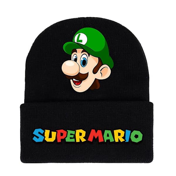 Super Mario Bros Tryckt Stickad Mössa för Män Kvinnor Unisex Varm Vintermössa A A
