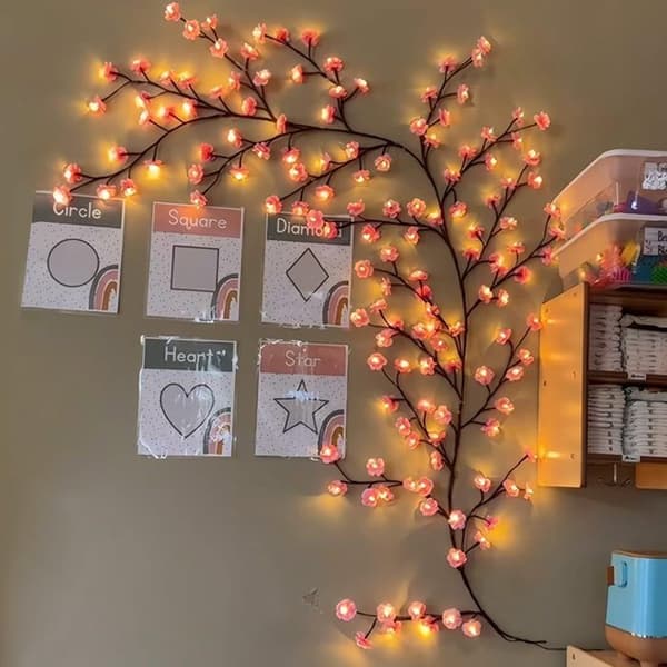 LED-ljusslinga i persikoblomform, utrustad med 48 LED-pärlor, 8 ljuslägen (160 cm - vit)
