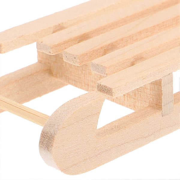 Dockhus Träsläde Modell Jul Miniatyr DIY 4st Set