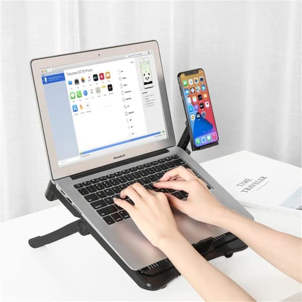 Bærbare stativer Sammenklappeligt ventileret laptopstativ med telefonholder