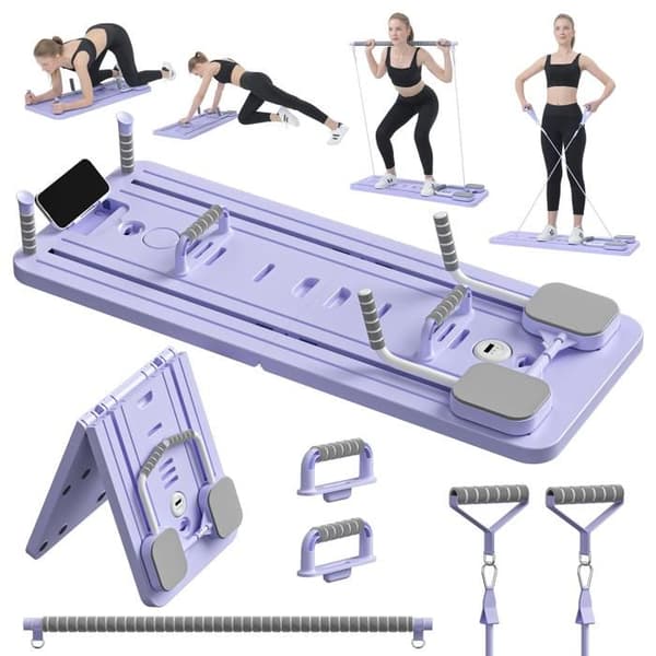 Pilatesbræt - Pilates-sæt, foldbart og multifunktionelt Pilatesbræt, 5-i-1 Pilatesbræt - Lilla
