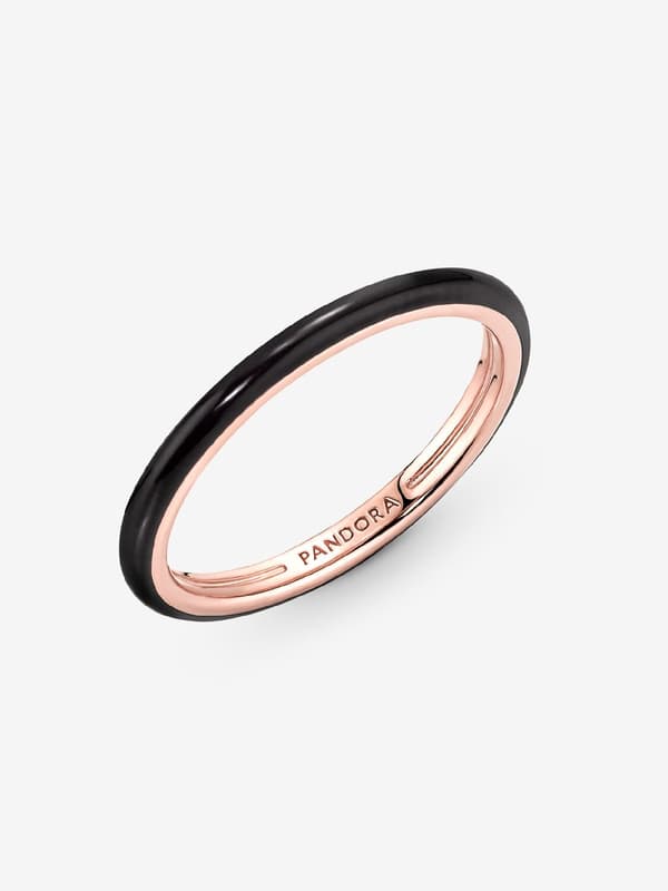 Pandora - P ME Sort Emaljering - 14k roségullforgylling Circumference: 54mm