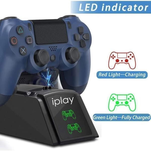 PS4 Controlleroplader, PS4-oplader med USB-kabel og LED-indikator, PS4 Controllerholder til PS4/ PS4Pro/ PlayStation4 /PS Slim