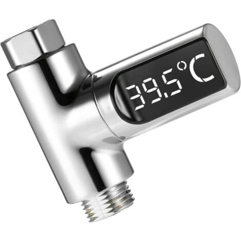 Digital LED duschtermometer 5-85 °C – 360° roterande display – Batterifritt vattenkraftsystem – Noggrannhet ±0,5 °C