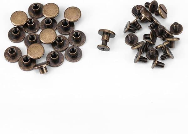 Lädernit - HANDEIU - 5mm - Slitstark mässing - 20st - Skruvar ingår