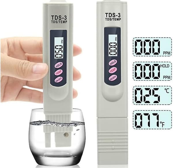 TDS-3 Bärbar Digital LCD Dricksvattenmätare Testpenna Vattenkvalitetsmätare Temperatur- och PPM-vattenrenhetstestare 0-9990 PPM Dricksvatten Hydro