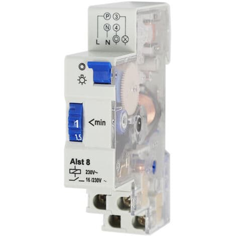 24-timmars elektromekanisk trapptimer – DIN-skenmontering – 4 ledare – 0W standby-strömförbrukning – Hållbar synkronmotor