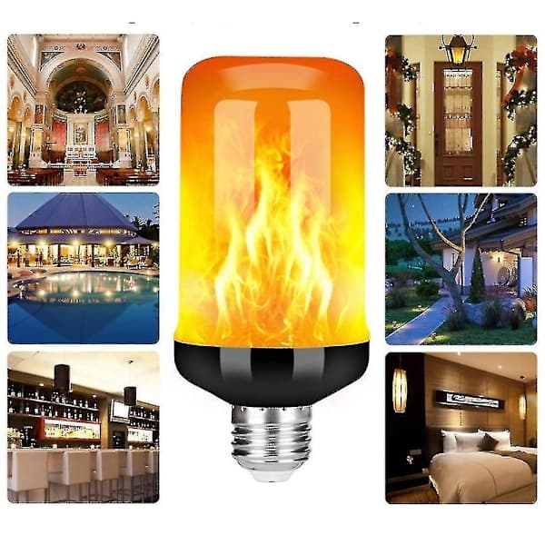 LED flammeeffektlys, 4 moduser med flimmer, E26/E27 sokkel, julelys 2Pcs