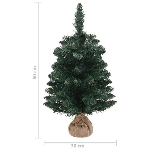 Juletræ, mini kunstigt grantræ til skrivebord med 8 fungerende lyskæder, (60 cm)