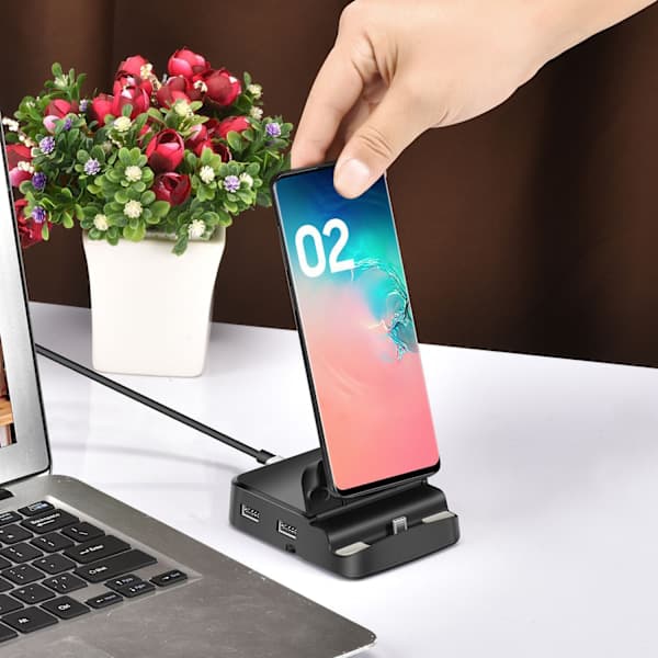 USB-C Hub Dockingstasjon Telefonstativ Dex Pad Stasjon USB-C Kompatibel Dock Strømlader Kit