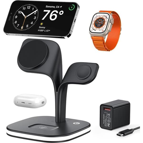 Bluetooth-højttalerholder, foldbar telefonopladerholder, bærbar mini-stereo-stemningslys, 360 rotation (B)