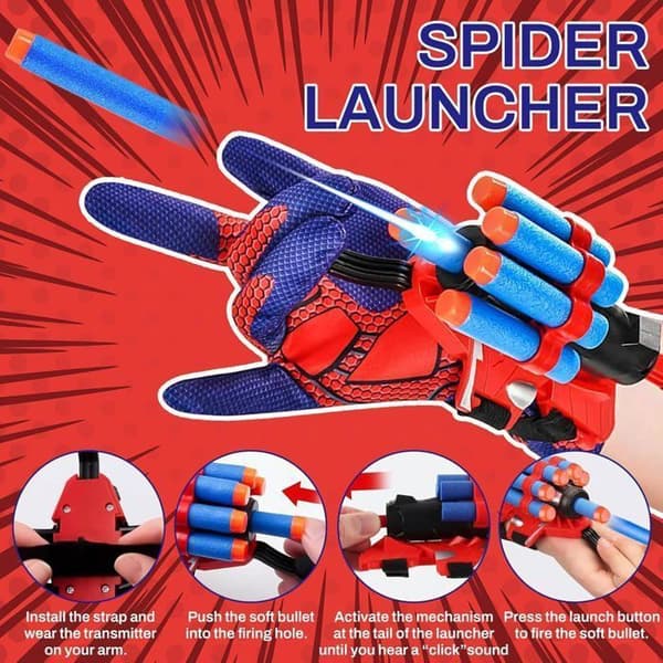 2 stk. Spiderm-kasterhanske, Spiderm-kasterhanske i plast, helte-håndleddsleker