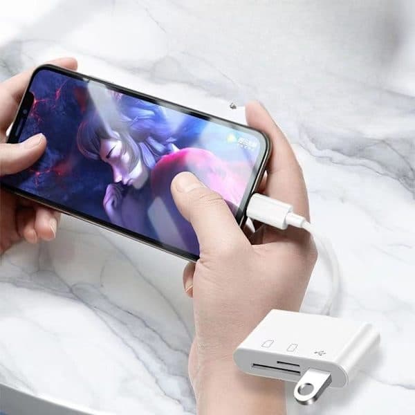 Hukommelseskortlæser SD-kortlæser Lightning / USB-C / USB OTG iPhone Lightning til SD Lyn til SD