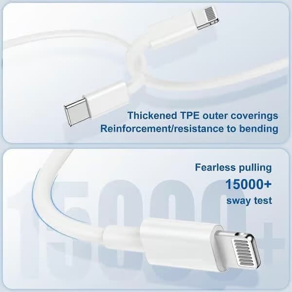 Laddkabel snabbladdning, [2-pack/2M + 3M] Lång USB C till Lightning-laddningskabel, Typ C 2