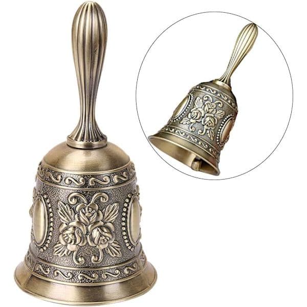 Retro ringklocka Antik handklocka Brons middagsklocka Restaurang serviceklocka Mässing jingle Bröllop klassrum kyrkklocka