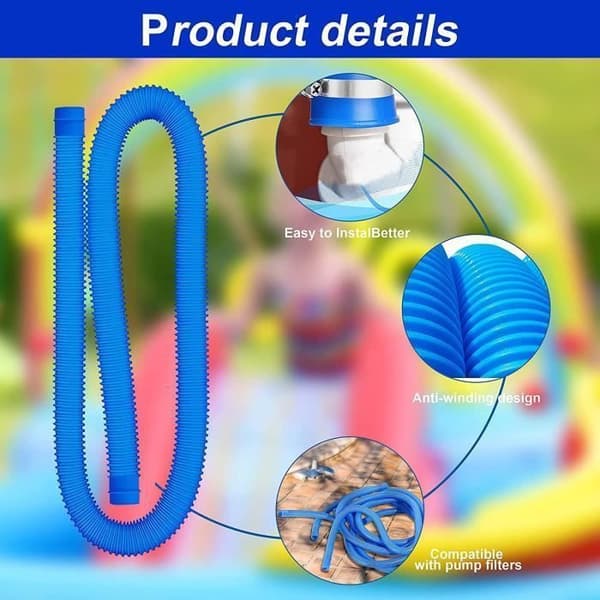 Poolslang - 32 mm - Längd: 150 cm - Blå - 2 slangar - För filtreringspumpar och saltvattensystem