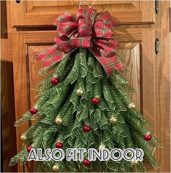 Håndlavet juletræskrans til hoveddøren, dørkranse til hoveddøren, julepynt, rødt kast