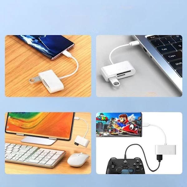 Hukommelseskortlæser SD-kortlæser Lightning / USB-C / USB OTG iPhone Lightning til SD Lyn til SD
