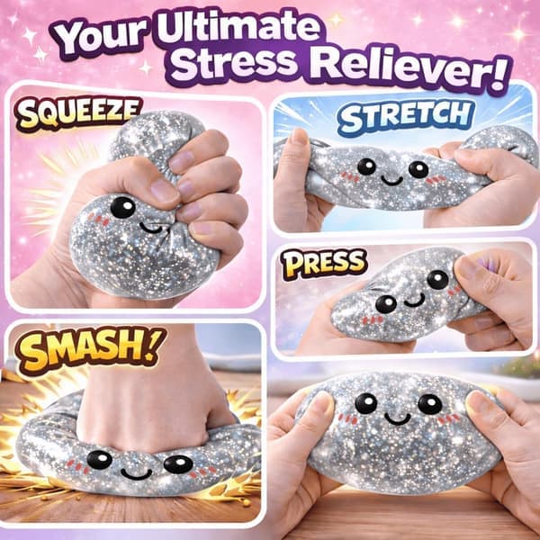 Glitter Dumpling Squishies Mystery Box, Mjuk Dumpling Stressavlastande Sensorisk Leksak för Vuxna (Silver) silver silver